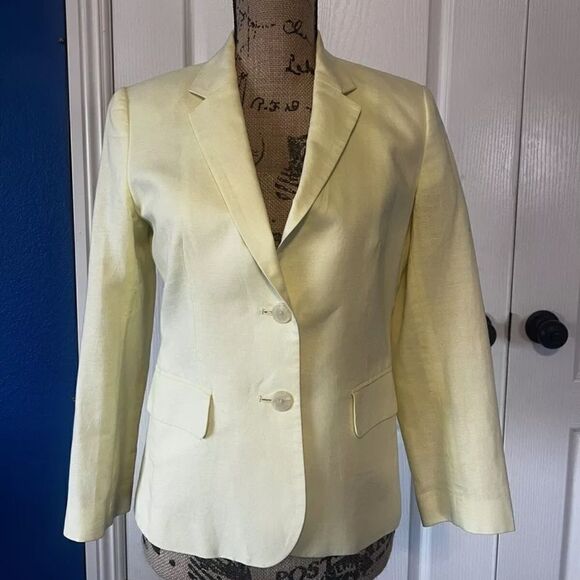 Banana Republic Citron Yellow Linen and Cotton Mix Blazer - Picture 3 of 7